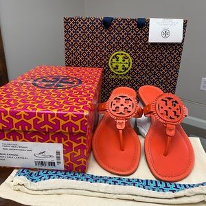 Tory Burch Miller Fringe Sandal Poppy Red NEW